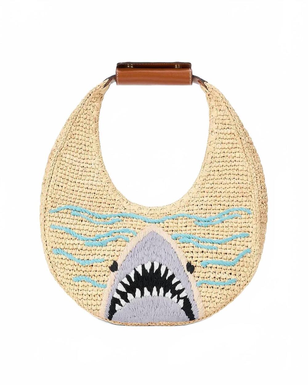 NEW STAUD women's moon raffia tote bag in great white